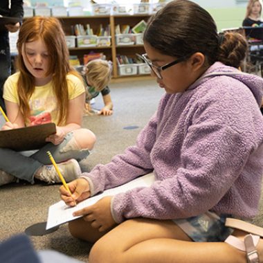 Franklin students working on a assignment