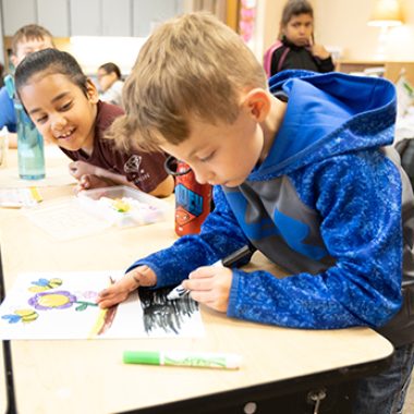 Franklin student working on art